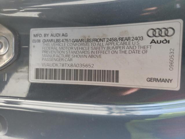 Photo 10 from auction – 2008 AUDI A5 QUATTRO with VIN WAUDK78TX8A035652