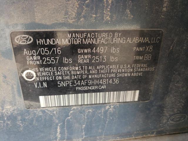 Photo 10 from auction – 2017 HYUNDAI SONATA SPO with VIN 5NPE34AF9HH481436