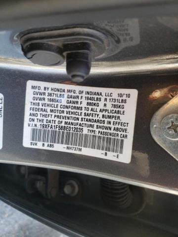 Photo 10 from auction – 2011 HONDA CIVIC LX with VIN 19XFA1F58BE012035