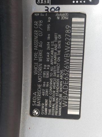 Photo 10 from auction – 1998 BMW 540 I AUTO with VIN WBADE6326WBW62789