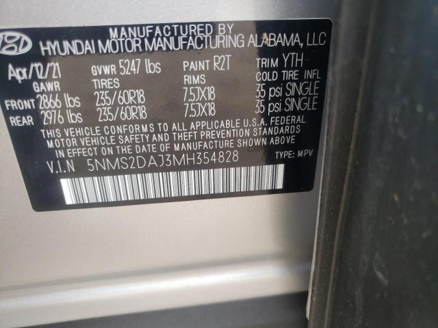 Photo 10 from auction – 2021 HYUNDAI SANTA FE S with VIN 5NMS2DAJ3MH354828