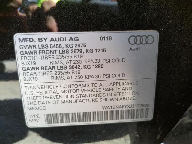 Photo 10 from auction – 2018 AUDI Q5 PREMIUM with VIN WA1BNAFYXJ2122880