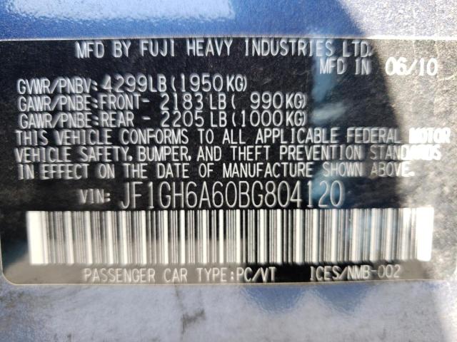 Photo 10 from auction – 2011 SUBARU IMPREZA 2. with VIN JF1GH6A60BG804120