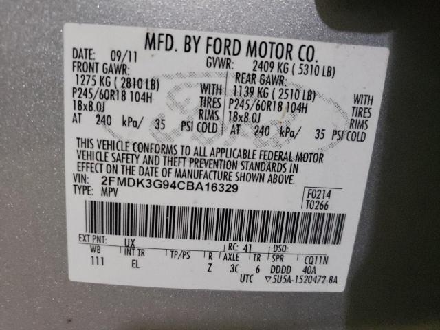 Photo 10 from auction – 2012 FORD EDGE SE with VIN 2FMDK3G94CBA16329