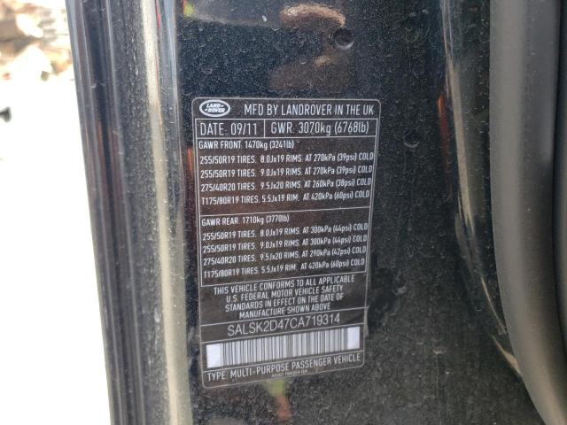 Photo 10 from auction – 2012 LAND ROVER RANGE ROVE with VIN SALSK2D47CA719314
