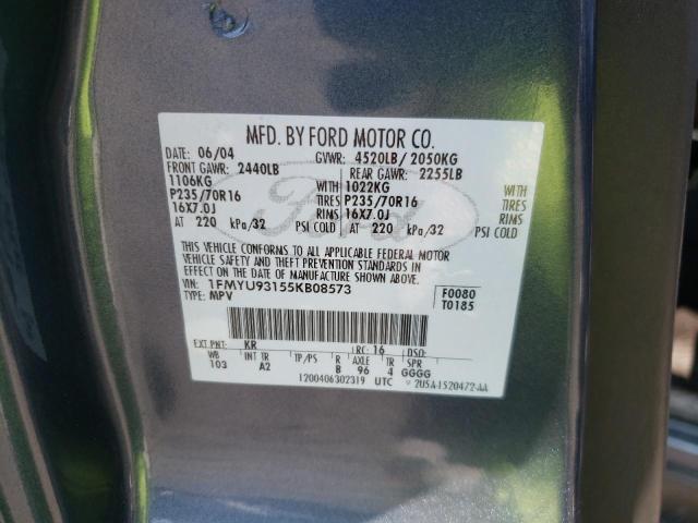 Photo 10 from auction – 2005 FORD ESCAPE XLT with VIN 1FMYU93155KB08573