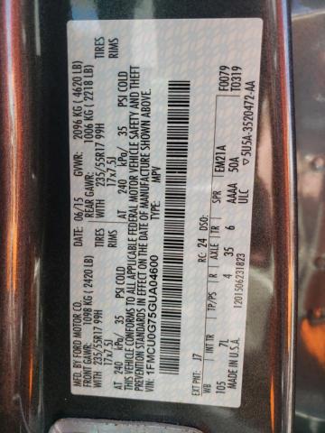 Photo 10 from auction – 2016 FORD ESCAPE SE with VIN 1FMCU0G75GUA04600