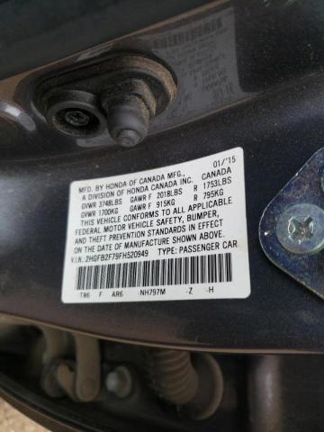Photo 10 from auction – 2015 HONDA CIVIC SE with VIN 2HGFB2F79FH520949