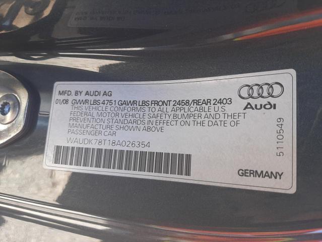 Photo 10 from auction – 2008 AUDI A5 QUATTRO with VIN WAUDK78T18A026354