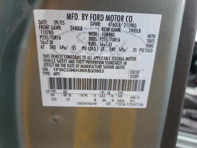 Photo 10 from auction – 2006 FORD ESCAPE HEV with VIN 1FMCU96H36KB20953