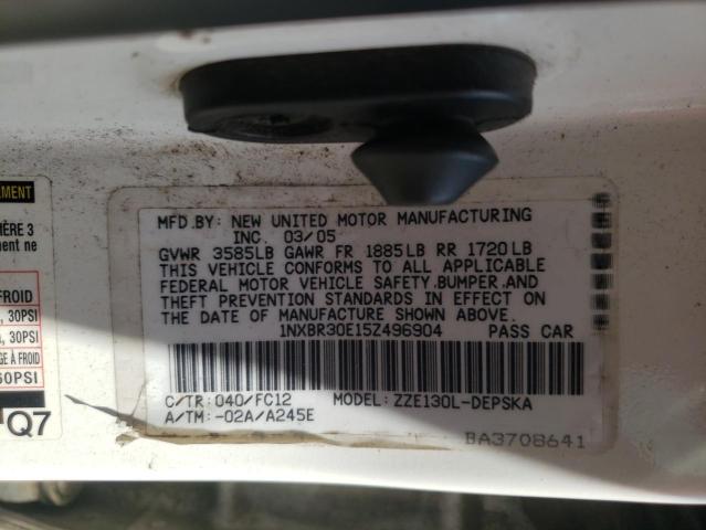 Photo 10 from auction – 2005 TOYOTA COROLLA CE with VIN 1NXBR30E15Z496904