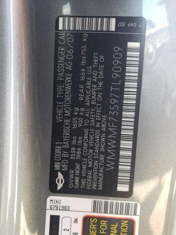 Photo 10 from auction – 2007 MINI COOPER S with VIN WMWMF73597TL90909