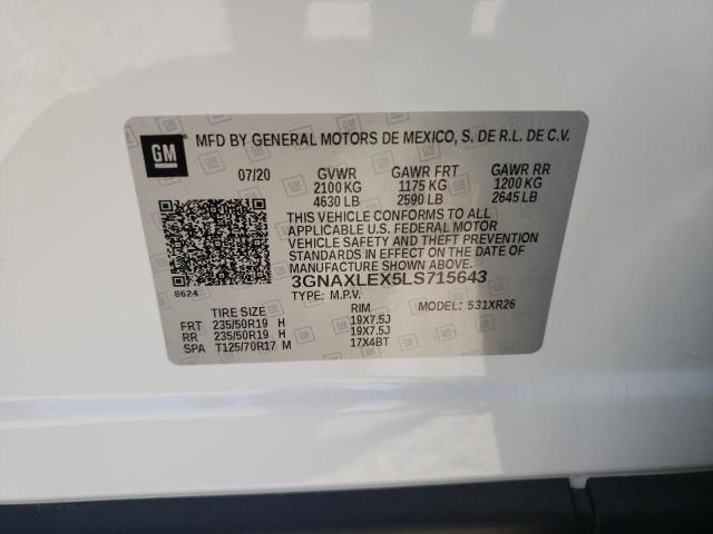 Photo 10 from auction – 2020 CHEVROLET EQUINOX LT with VIN 3GNAXLEX5LS715643