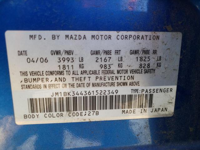 Photo 10 from auction – 2006 MAZDA 3 HATCHBAC with VIN JM1BK344361522349