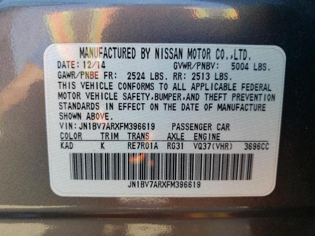 Photo 10 from auction – 2015 INFINITI Q50 BASE with VIN JN1BV7ARXFM396619