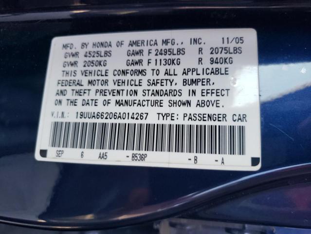 Photo 10 from auction – 2006 ACURA 3.2TL with VIN 19UUA66206A014267