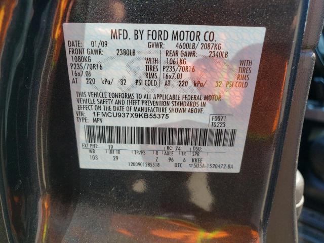 Photo 10 from auction – 2009 FORD ESCAPE XLT with VIN 1FMCU937X9KB55375