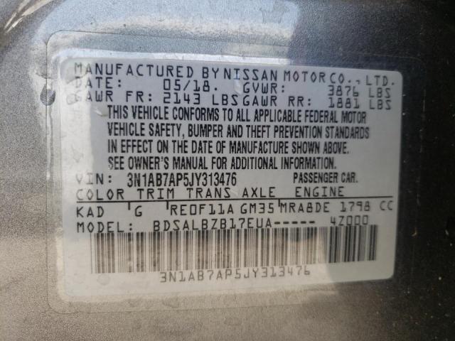 Photo 10 from auction – 2018 NISSAN SENTRA S with VIN 3N1AB7AP5JY313476