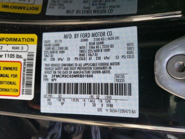 Photo 10 from auction – 2021 FORD BRONCO SPO with VIN 3FMCR9C65MRB01866