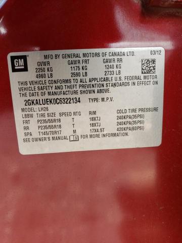 Photo 10 from auction – 2012 GMC TERRAIN SL with VIN 2GKALUEK0C6322134