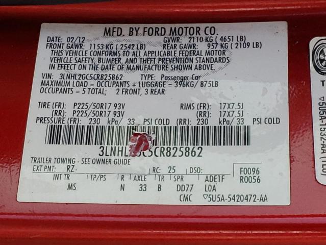 Photo 10 from auction – 2012 LINCOLN MKZ with VIN 3LNHL2GC5CR825862