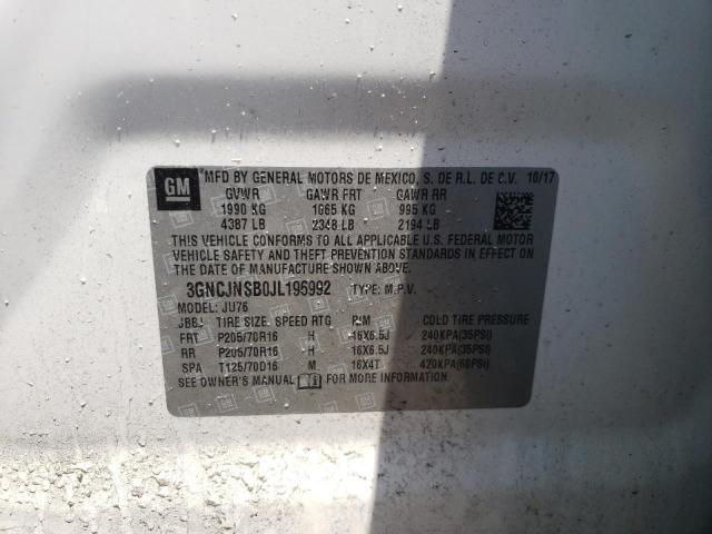 Photo 10 from auction – 2018 CHEVROLET TRAX LS with VIN 3GNCJNSB0JL196992
