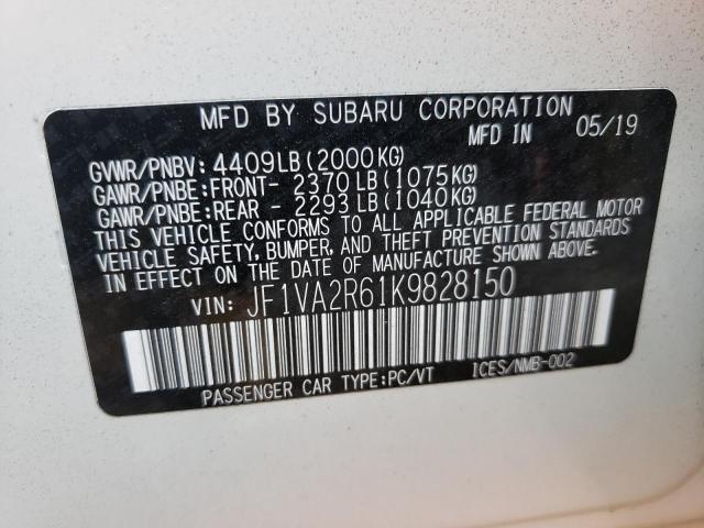 Photo 10 from auction – 2019 SUBARU WRX STI with VIN JF1VA2R61K9828150
