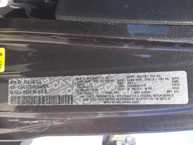 Photo 10 from auction – 2021 JEEP GLADIATOR with VIN 1C6HJTFG1ML562524