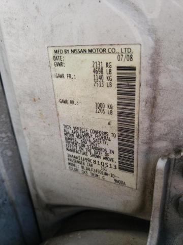 Photo 10 from auction – 2009 NISSAN MAXIMA S with VIN 1N4AA51E99C810513
