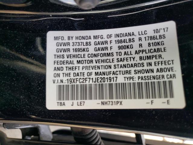 Photo 10 from auction – 2018 HONDA CIVIC EX with VIN 19XFC2F71JE201917