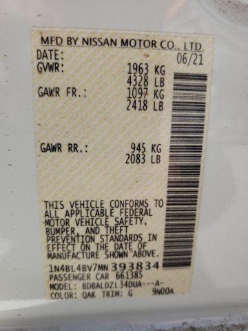 Photo 10 from auction – 2021 NISSAN ALTIMA S with VIN 1N4BL4BV7MN393834