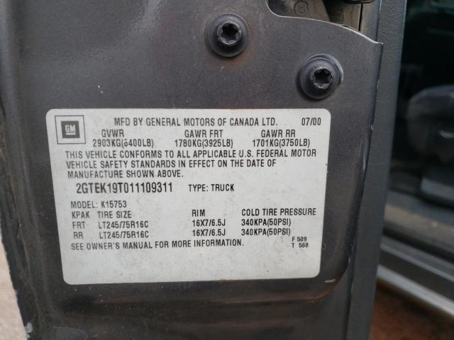 Photo 10 from auction – 2001 GMC NEW SIERRA with VIN 2GTEK19T011109311