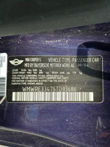 Photo 10 from auction – 2005 MINI COOPER S with VIN WMWRE33475TD93686