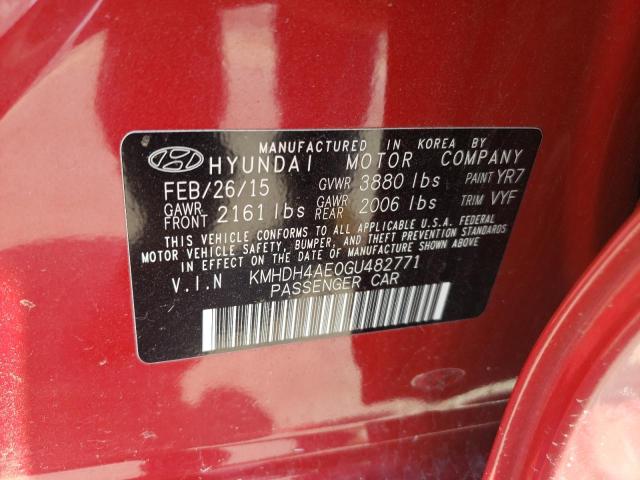 Photo 10 from auction – 2016 HYUNDAI ELANTRA SE with VIN KMHDH4AE0GU482771
