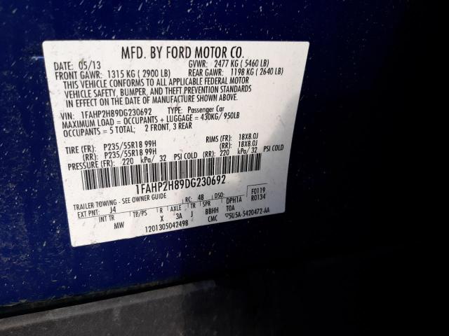 Photo 10 from auction – 2013 FORD TAURUS SEL with VIN 1FAHP2H89DG230692