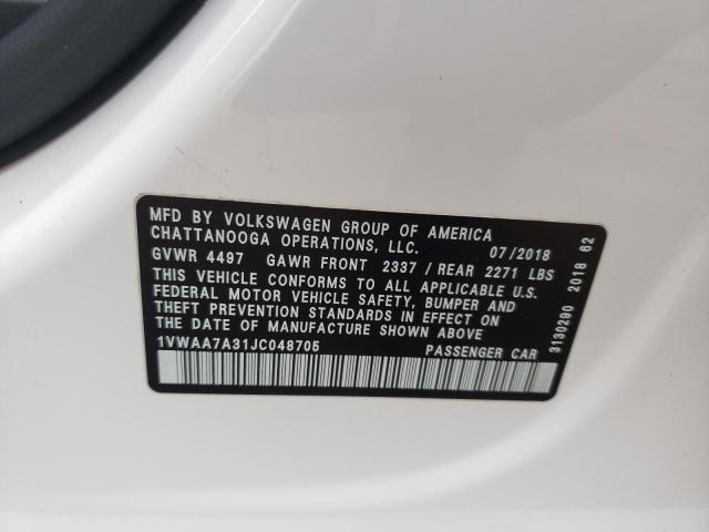 Photo 10 from auction – 2018 VOLKSWAGEN PASSAT S with VIN 1VWAA7A31JC048705