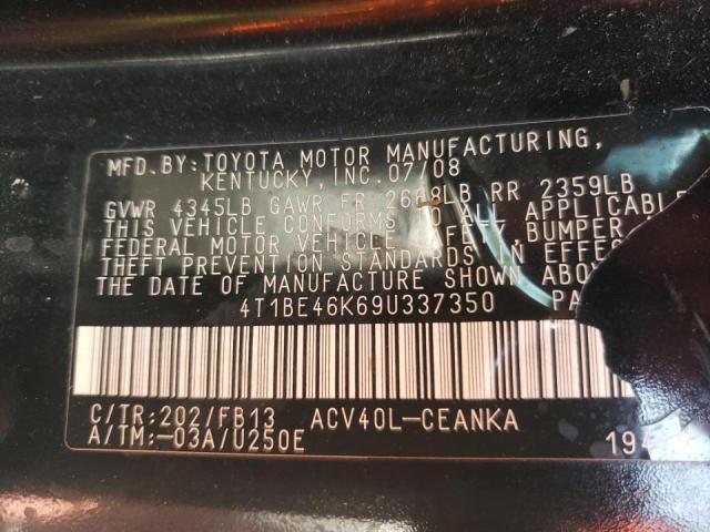 Photo 10 from auction – 2009 TOYOTA CAMRY BASE with VIN 4T1BE46K69U337350