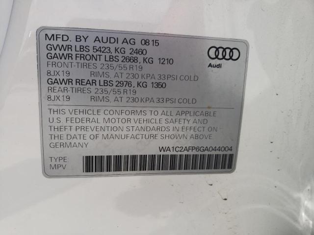 Photo 10 from auction – 2016 AUDI Q5 PREMIUM with VIN WA1C2AFP6GA044004