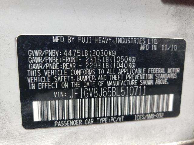 Photo 10 from auction – 2011 SUBARU IMPREZA WR with VIN JF1GV8J65BL510711