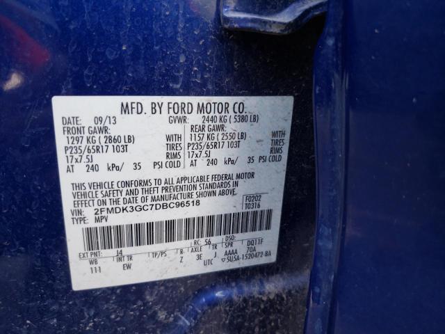 Photo 10 from auction – 2013 FORD EDGE with VIN 2FMDK3GC7DBC96518