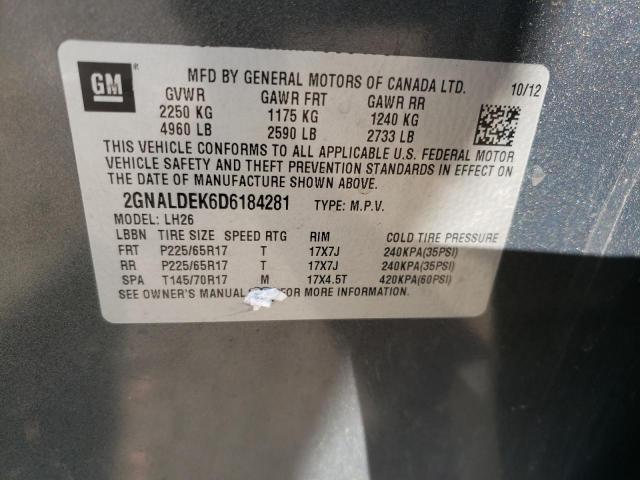 Photo 10 from auction – 2013 CHEVROLET EQUINOX LT with VIN 2GNALDEK6D6184281