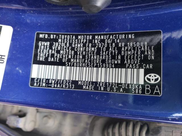 Photo 10 from auction – 2014 TOYOTA COROLLA L with VIN 5YFBURHE5EP159904