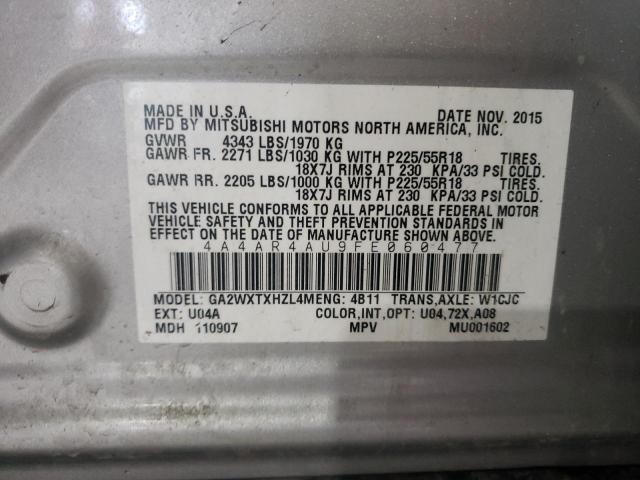 Photo 10 from auction – 2015 MITSUBISHI OUTLANDER with VIN 4A4AR4AU9FE060477