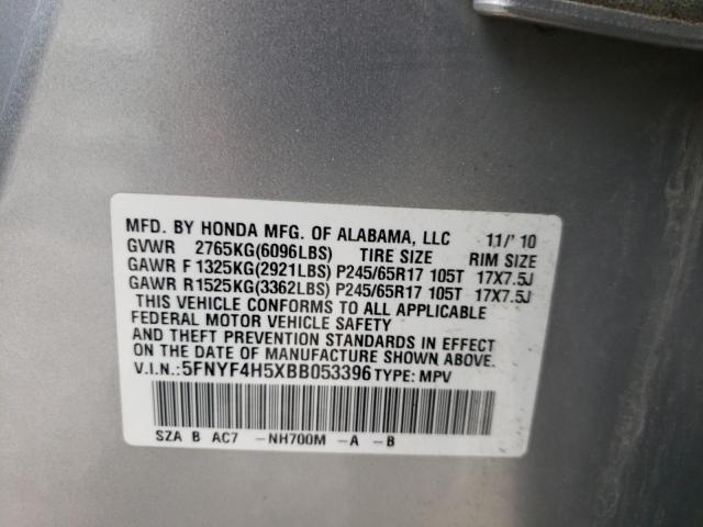 Photo 10 from auction – 2011 HONDA PILOT EXL with VIN 5FNYF4H5XBB053396