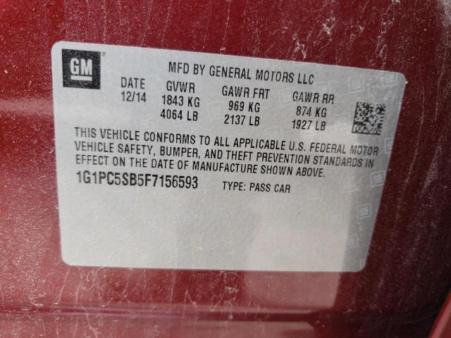 Photo 10 from auction – 2015 CHEVROLET CRUZE LT with VIN 1G1PC5SB5F7156593
