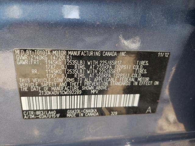 Photo 10 from auction – 2012 TOYOTA RAV4 LIMIT with VIN 2T3DK4DV1CW092289