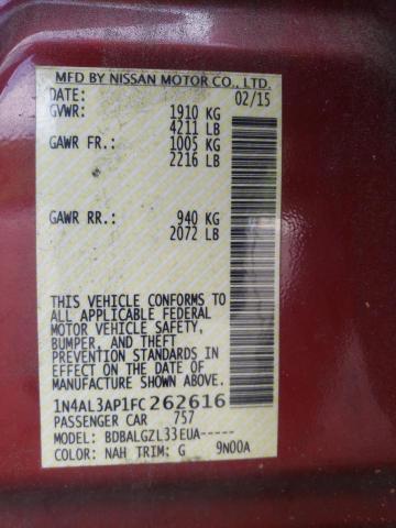 Photo 10 from auction – 2015 NISSAN ALTIMA 2.5 with VIN 1N4AL3AP1FC262616