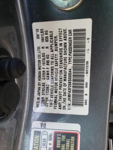 Photo 10 from auction – 2011 HONDA CIVIC HYBR with VIN JHMFA3F26BS000544