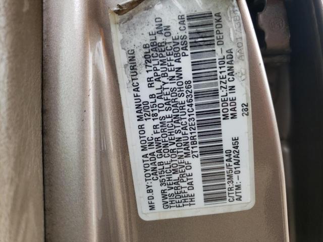 Photo 10 from auction – 2001 TOYOTA COROLLA CE with VIN 2T1BR12E31C463268