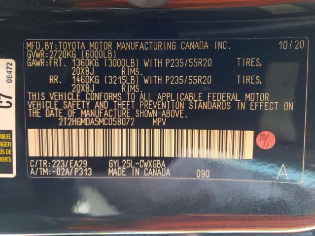 Photo 10 from auction – 2021 LEXUS RX 450H with VIN 2T2HGMDA5MC058072
